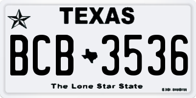 TX license plate BCB3536
