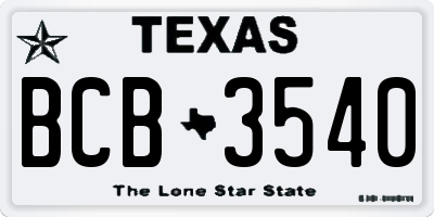 TX license plate BCB3540