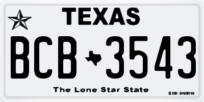 TX license plate BCB3543