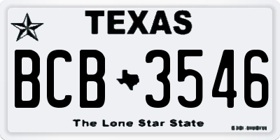 TX license plate BCB3546