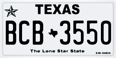 TX license plate BCB3550