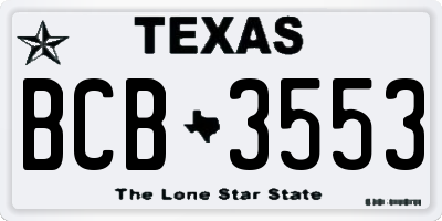 TX license plate BCB3553