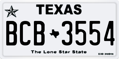 TX license plate BCB3554