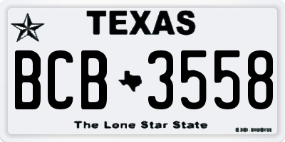 TX license plate BCB3558