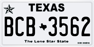 TX license plate BCB3562