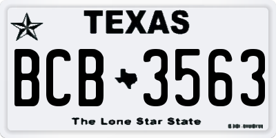 TX license plate BCB3563