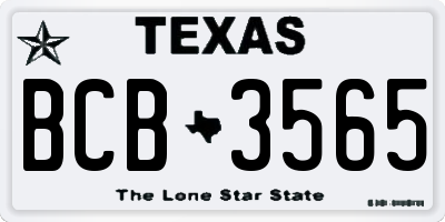 TX license plate BCB3565