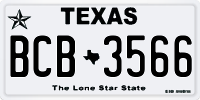 TX license plate BCB3566