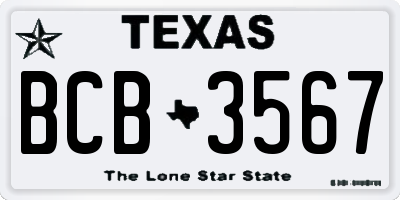 TX license plate BCB3567