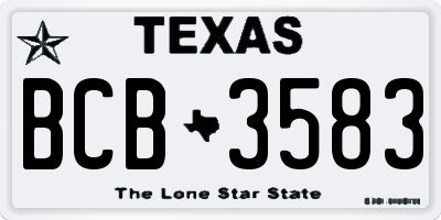 TX license plate BCB3583
