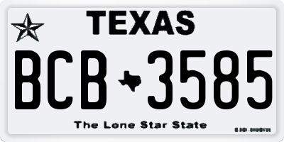 TX license plate BCB3585