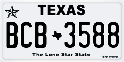 TX license plate BCB3588