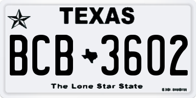 TX license plate BCB3602