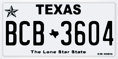 TX license plate BCB3604