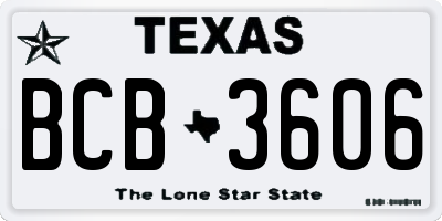 TX license plate BCB3606