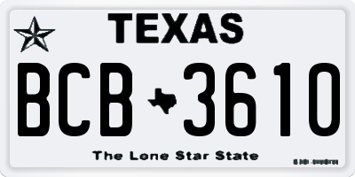 TX license plate BCB3610