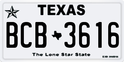 TX license plate BCB3616