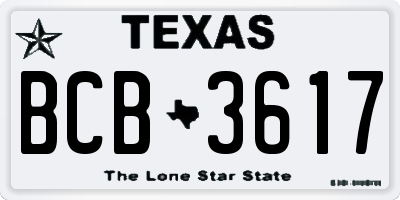TX license plate BCB3617