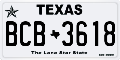 TX license plate BCB3618