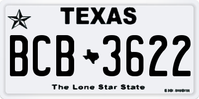TX license plate BCB3622