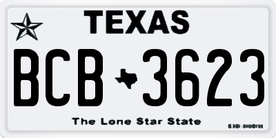 TX license plate BCB3623