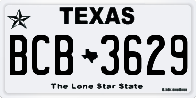 TX license plate BCB3629