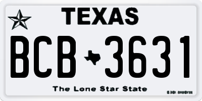 TX license plate BCB3631