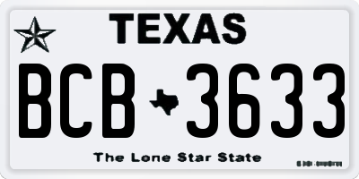 TX license plate BCB3633