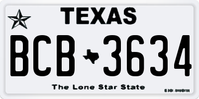 TX license plate BCB3634