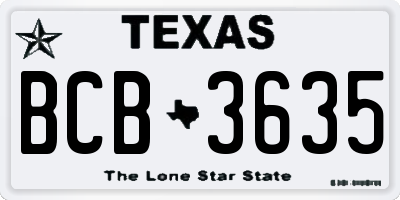 TX license plate BCB3635