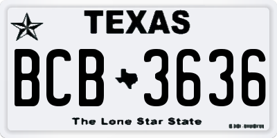 TX license plate BCB3636