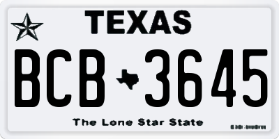 TX license plate BCB3645