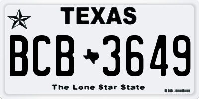 TX license plate BCB3649