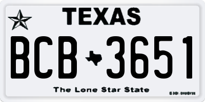TX license plate BCB3651