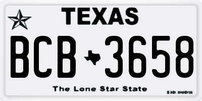 TX license plate BCB3658