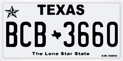 TX license plate BCB3660