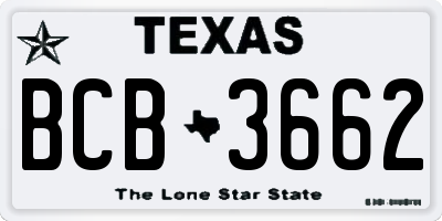 TX license plate BCB3662