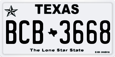 TX license plate BCB3668