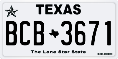 TX license plate BCB3671