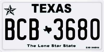 TX license plate BCB3680