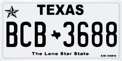TX license plate BCB3688