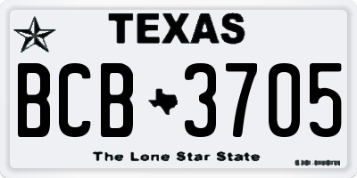 TX license plate BCB3705
