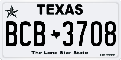 TX license plate BCB3708
