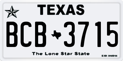 TX license plate BCB3715