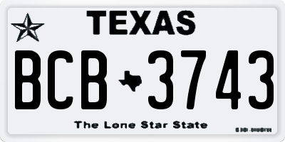 TX license plate BCB3743