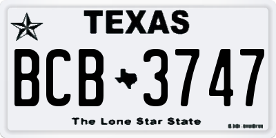 TX license plate BCB3747