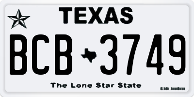 TX license plate BCB3749