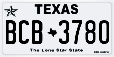 TX license plate BCB3780