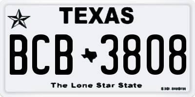 TX license plate BCB3808