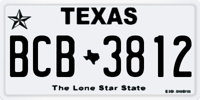 TX license plate BCB3812